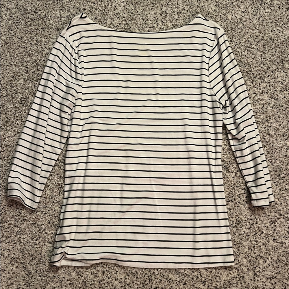 a new day Women's Long Sleeve Top - Navy and White Stripes - Picture 2 of 3
